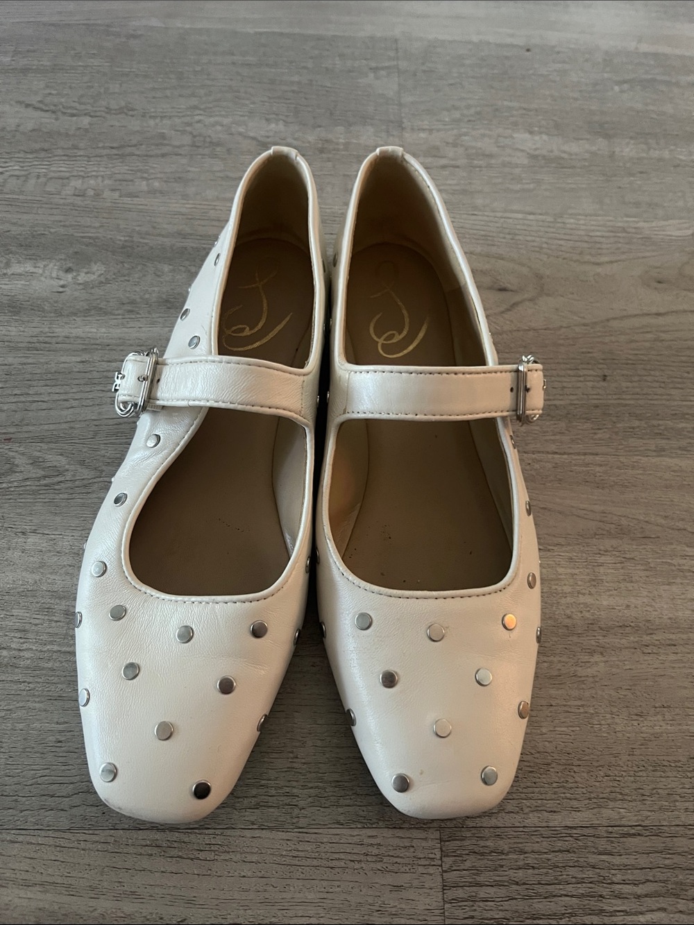 Sam Edelman White Studded Mary Jane Flats